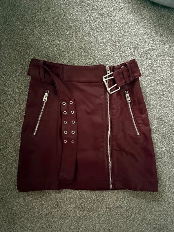 Topshop Burgundy leather mini skirt