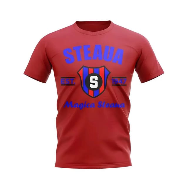 Steaua Bucharest Steaua Bucharest Men's Personalised Established Football T-Shirt in Red - 2