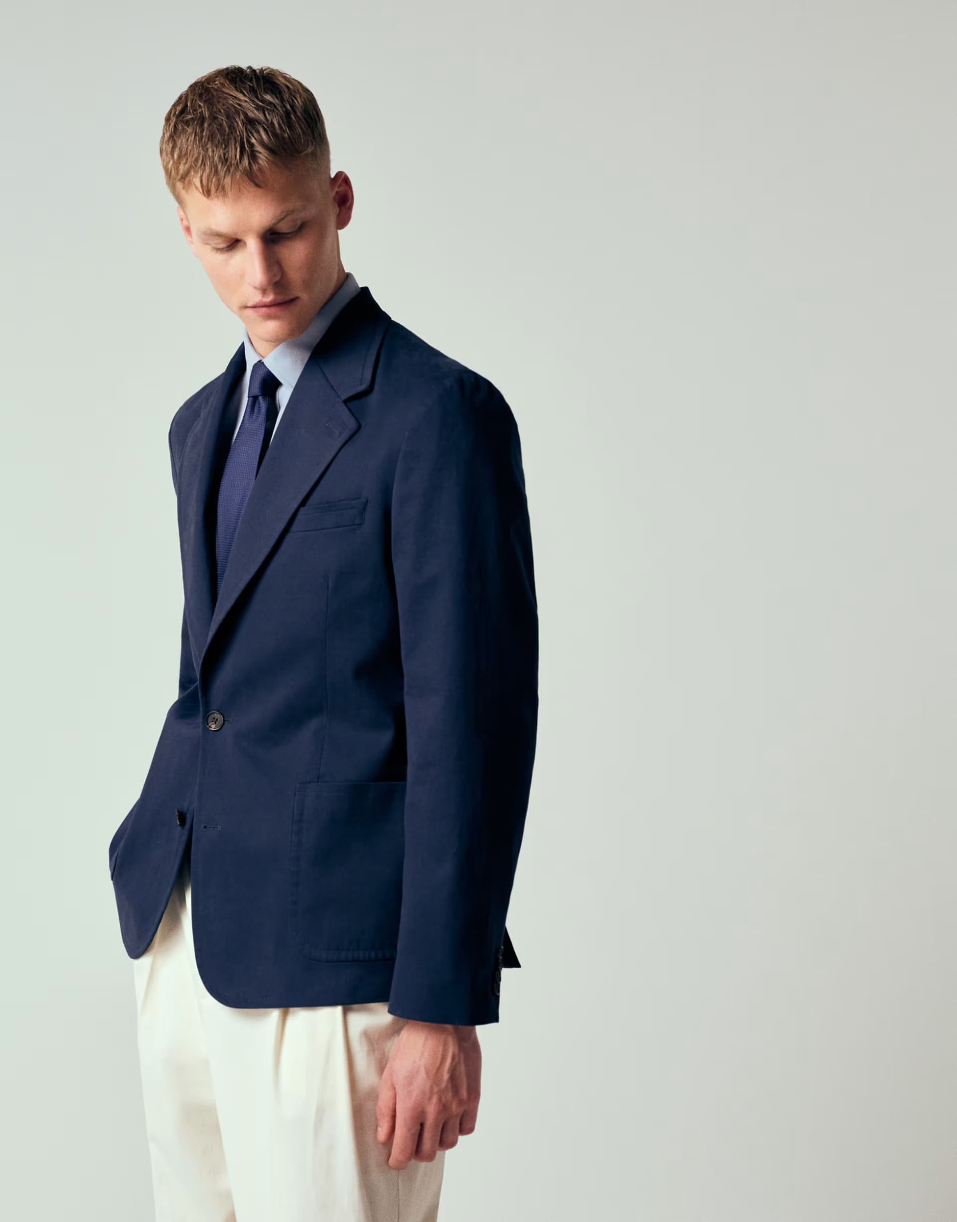 ASOS ASOS DESIGN Navy Cotton Twill Slouchy Blazer