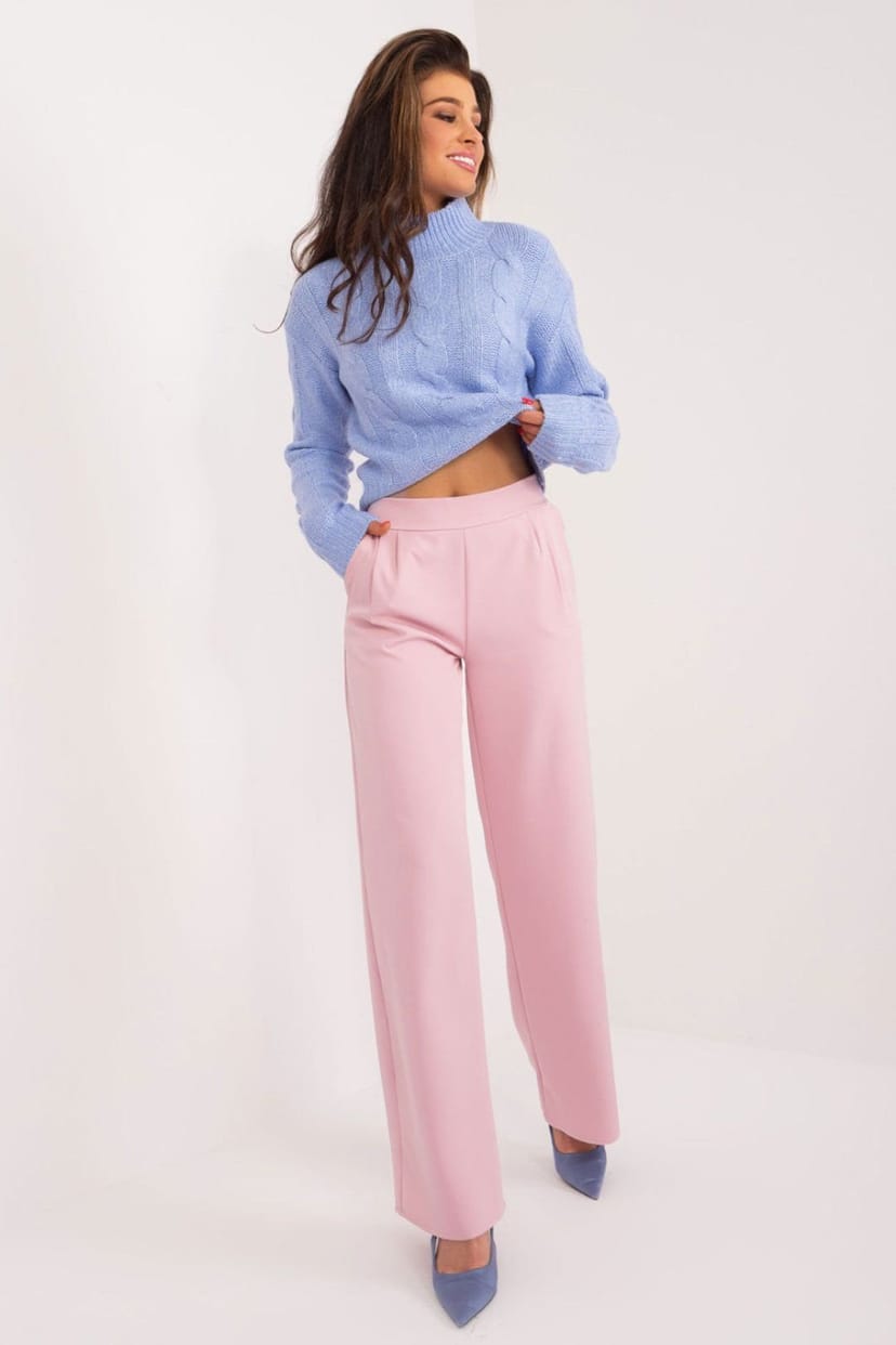 Love Lace Love Lace Women's High Waist Straight Polyester Work Trousers in Pink - 1