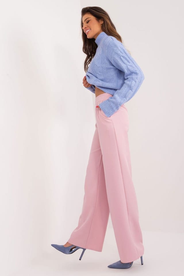 Love Lace Love Lace Women's High Waist Straight Polyester Work Trousers in Pink - 2