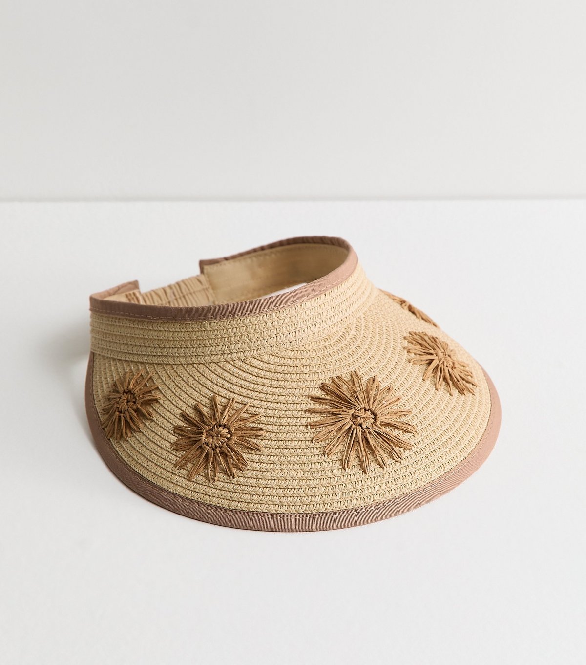 New Look Stone Straw Embroidered Flower Visor New Look - 2