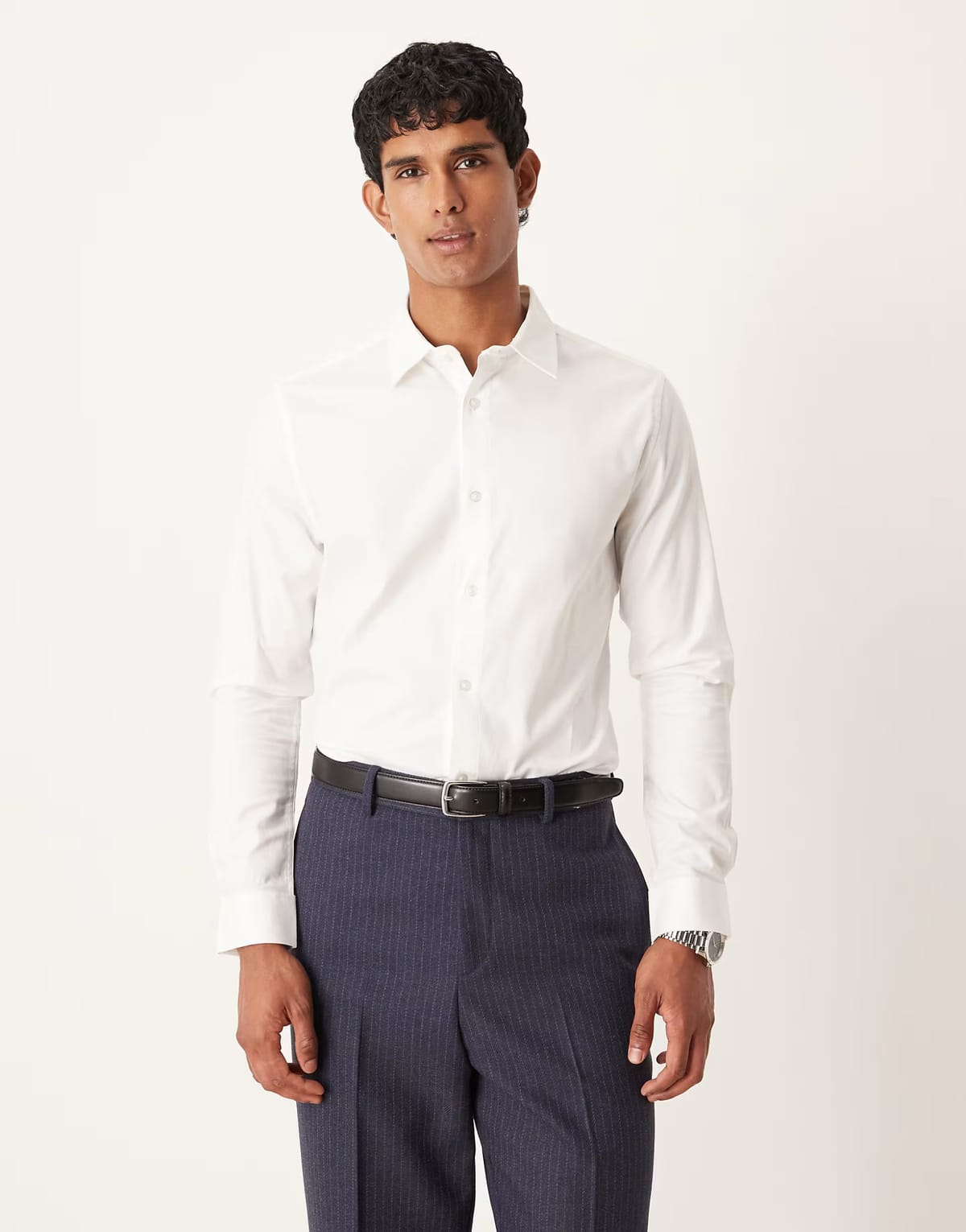 ASOS ASOS DESIGN easy iron royal oxford slim shirt in white - 1