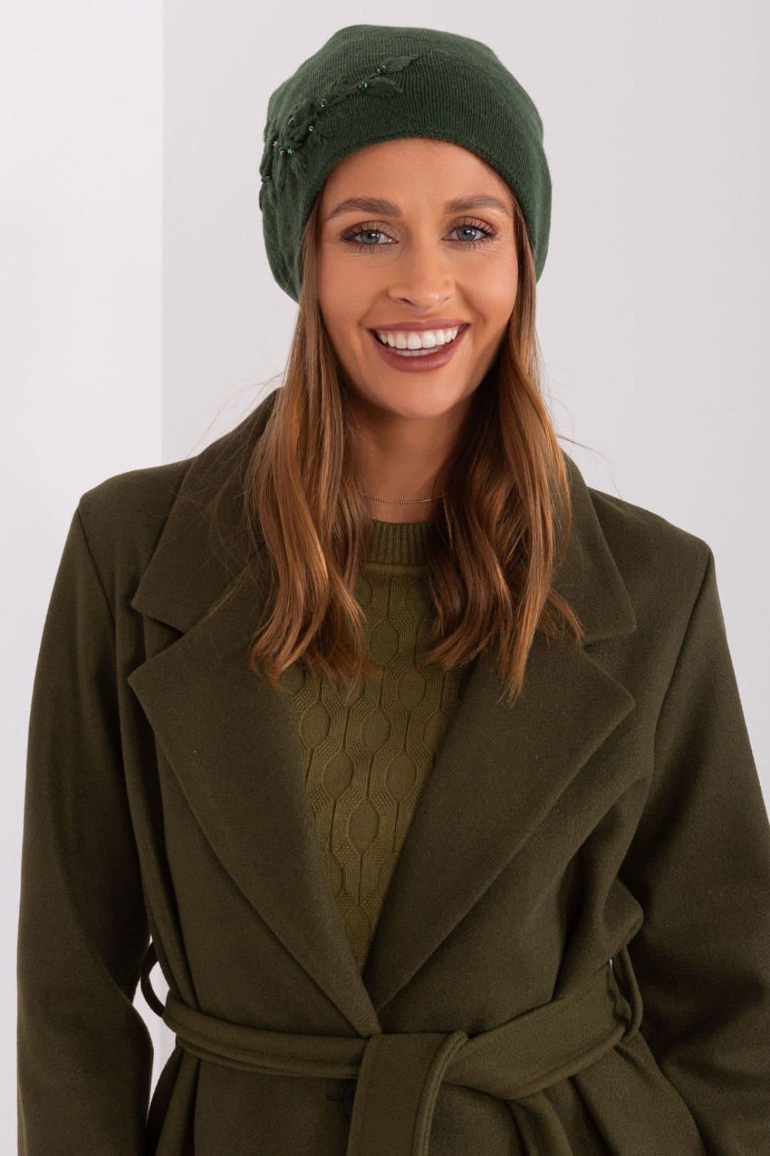 Love Lace Love Lace Green Knit Cap with Side Applique Detail Cuff