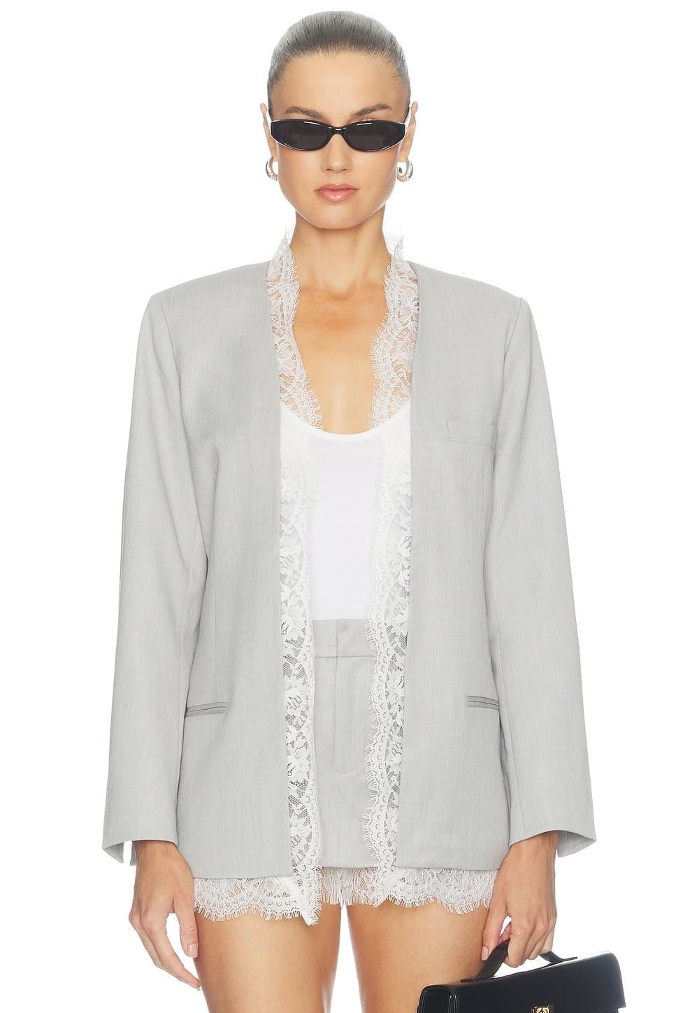 revolve Lace Trim Tailored Blazer
