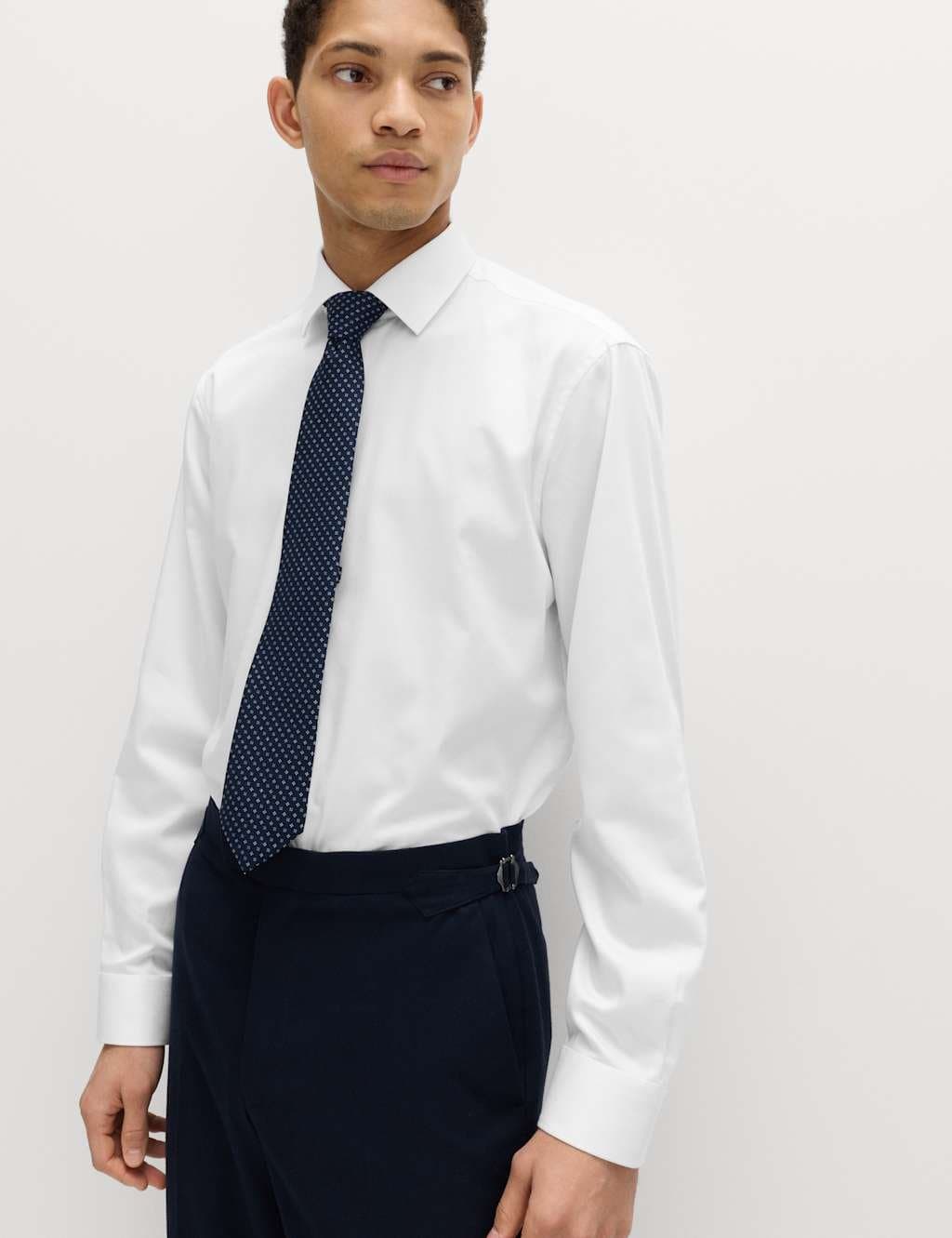 Marks & Spencer M&S White Supima® Cotton Long-Sleeve Shirt
