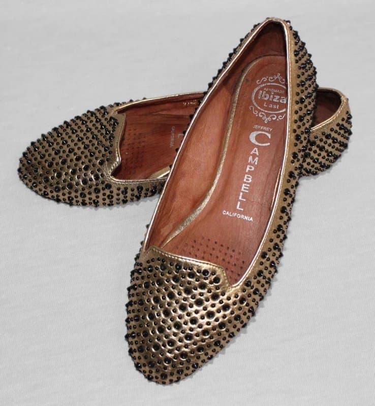 Jeffrey Campbell Jeffrey Campbell Loafers Womens UK 5 Gold Studded Leather Slip On Flats