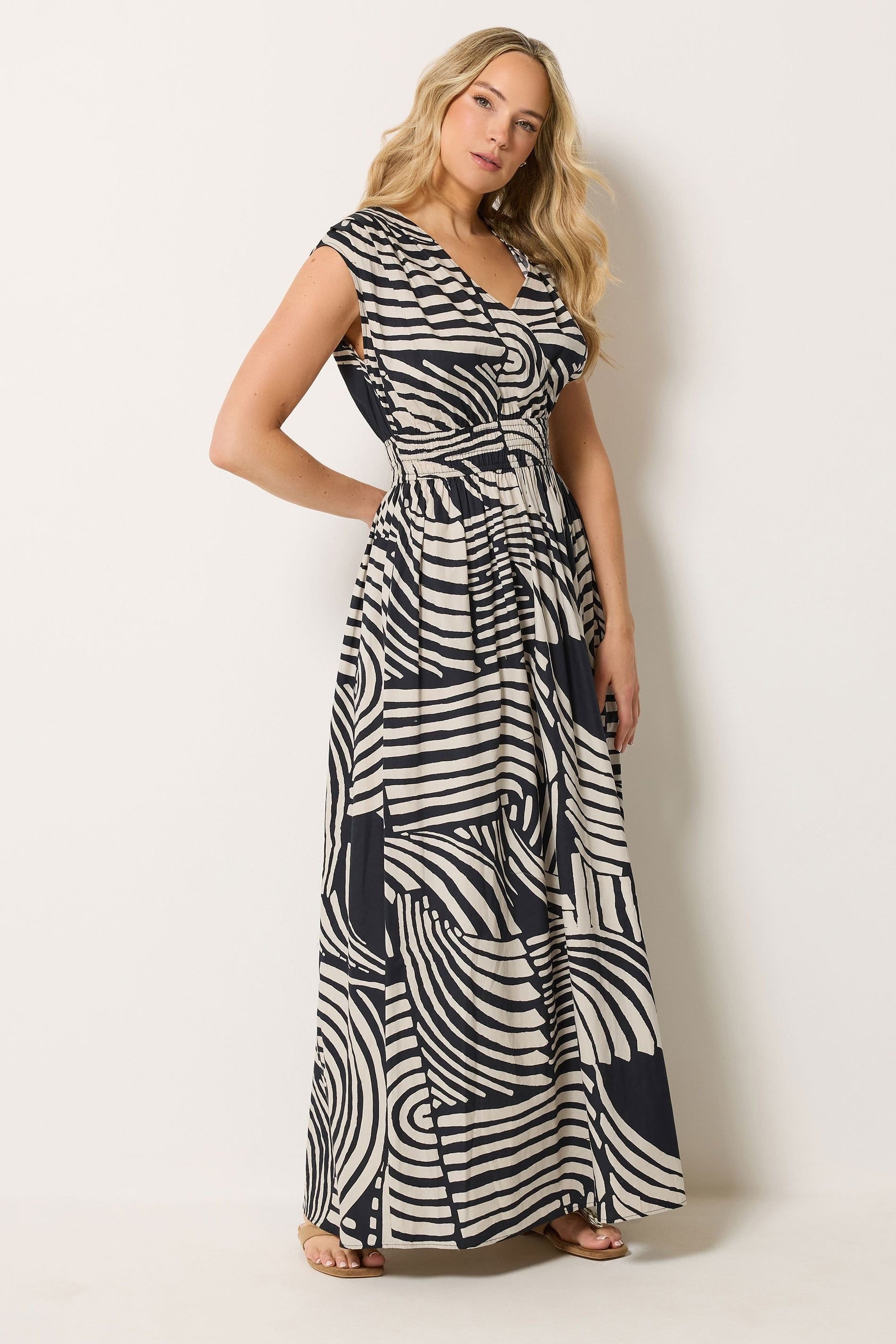 Long Tall Sally Black Abstract Cotton Wrap Maxi Dress