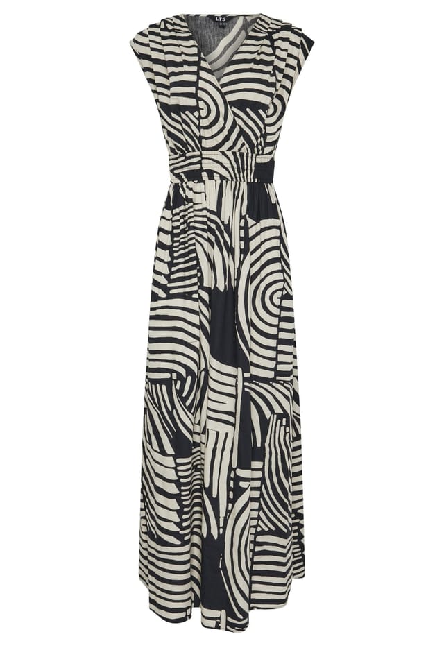 Long Tall Sally Long Tall Sally Women's Tall Abstract Cotton Wrap Maxi Dress in Black - 2