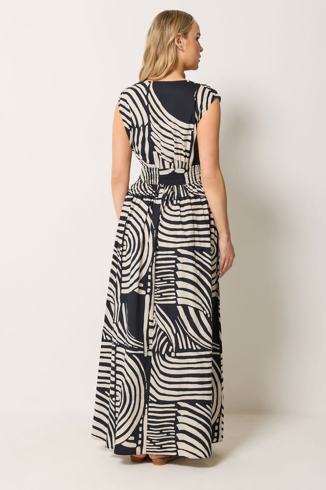 Long Tall Sally Long Tall Sally Women's Tall Abstract Cotton Wrap Maxi Dress in Black - 3