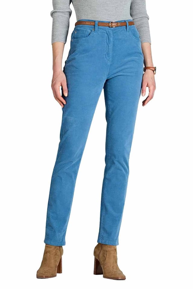 Amber Amber Women's Jeans with Elasticated Back Waist Jeans Stretch Cord in Blue - 2