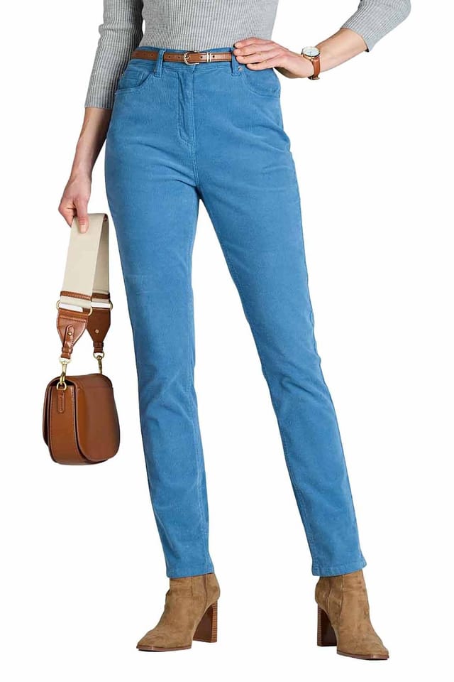 Amber Amber Women's Jeans with Elasticated Back Waist Jeans Stretch Cord in Blue - 3