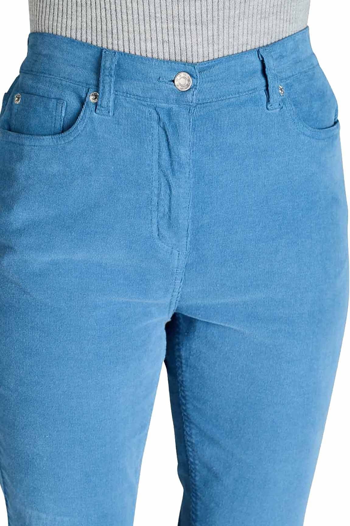 Amber Amber Women's Jeans with Elasticated Back Waist Jeans Stretch Cord in Blue - 4