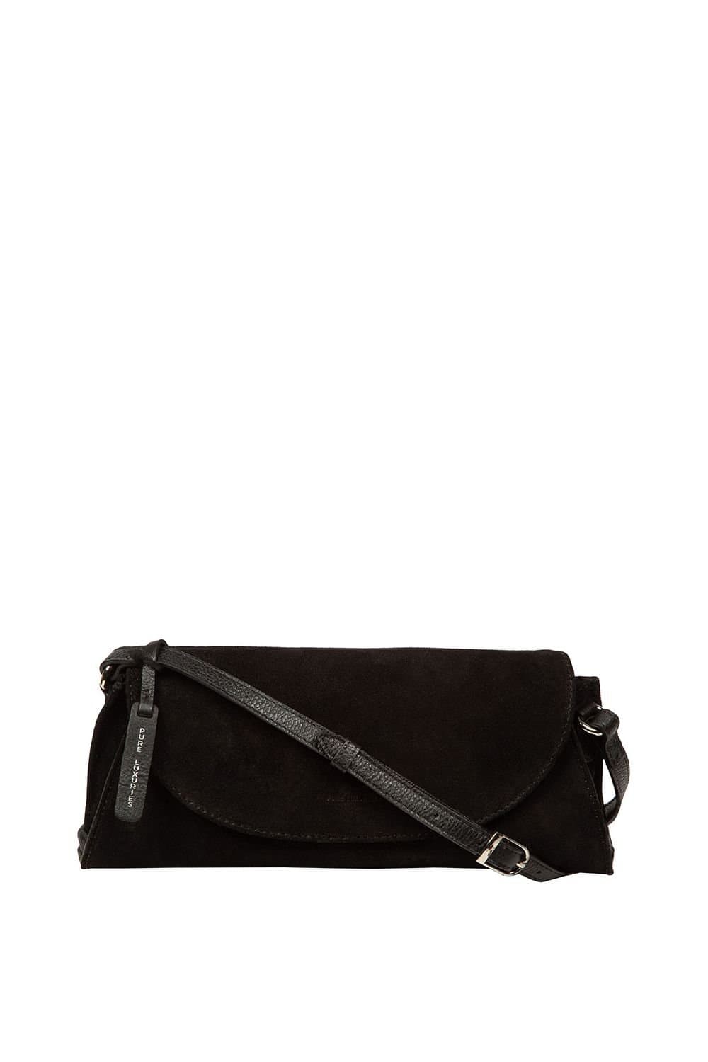 Pure Luxuries London Pure Luxuries London Women's 'Rafeena' Suede & Leather Grab Bag in Black