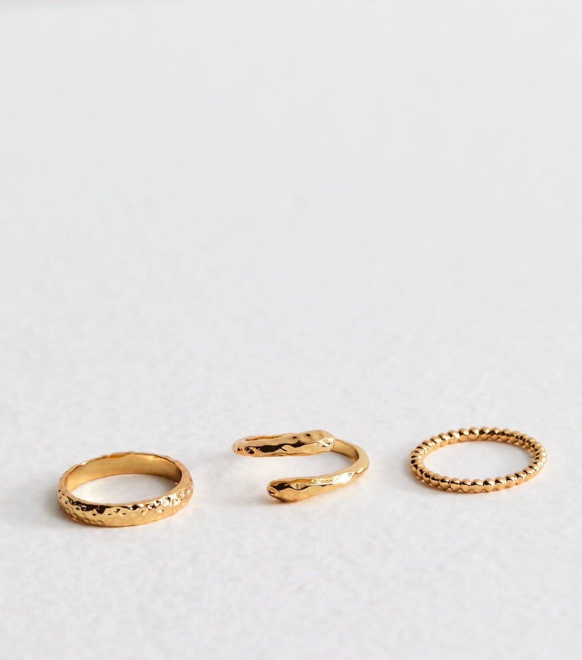 New Look Gold Tone Pack of 3 Textured Rings New Look - 1