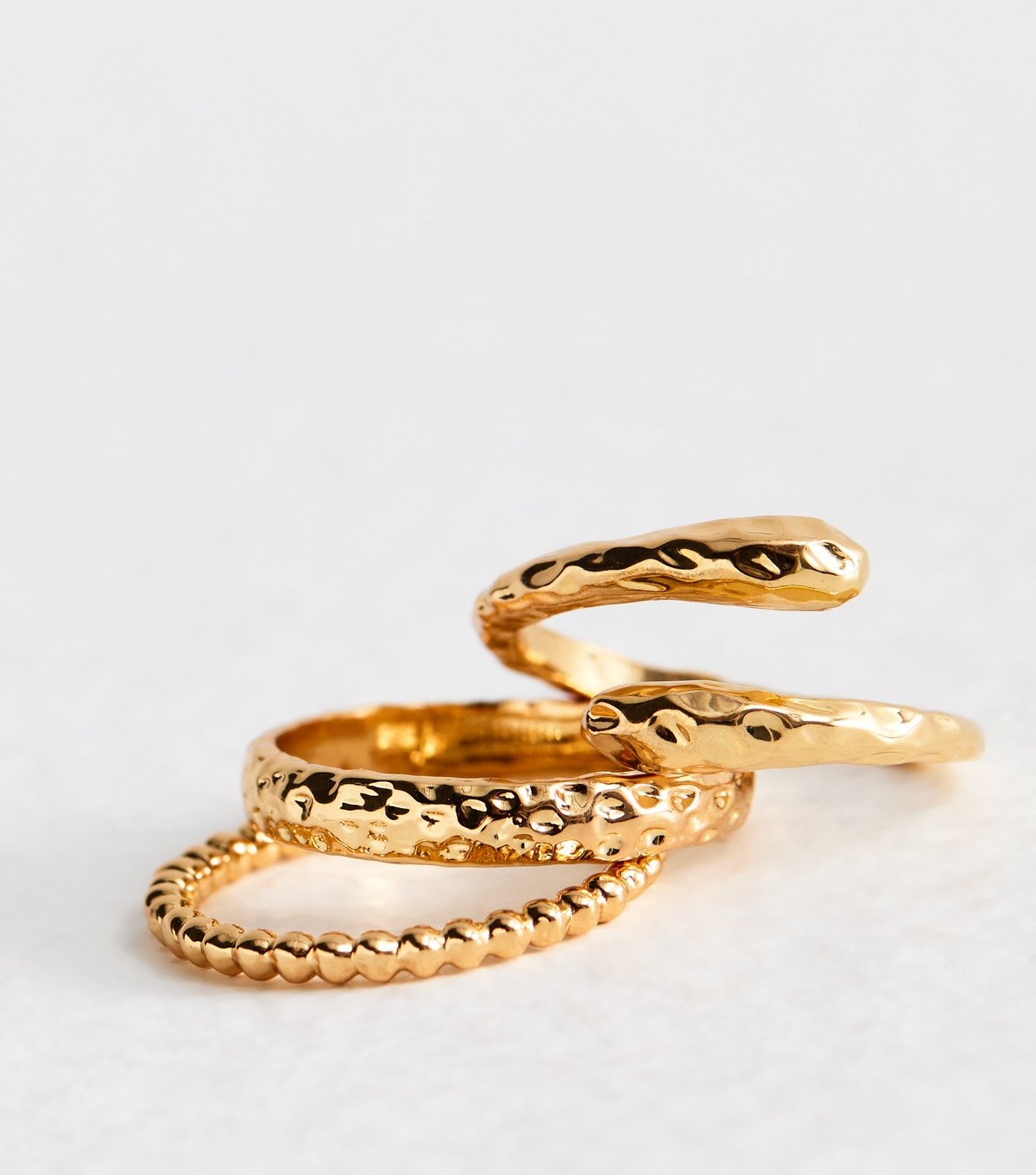 New Look Gold Tone Pack of 3 Textured Rings New Look - 2