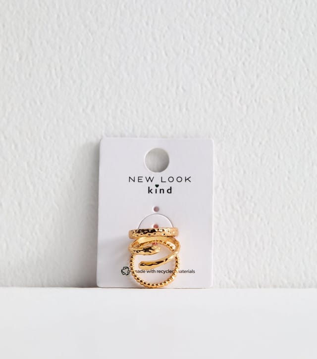 New Look Gold Tone Pack of 3 Textured Rings New Look - 3