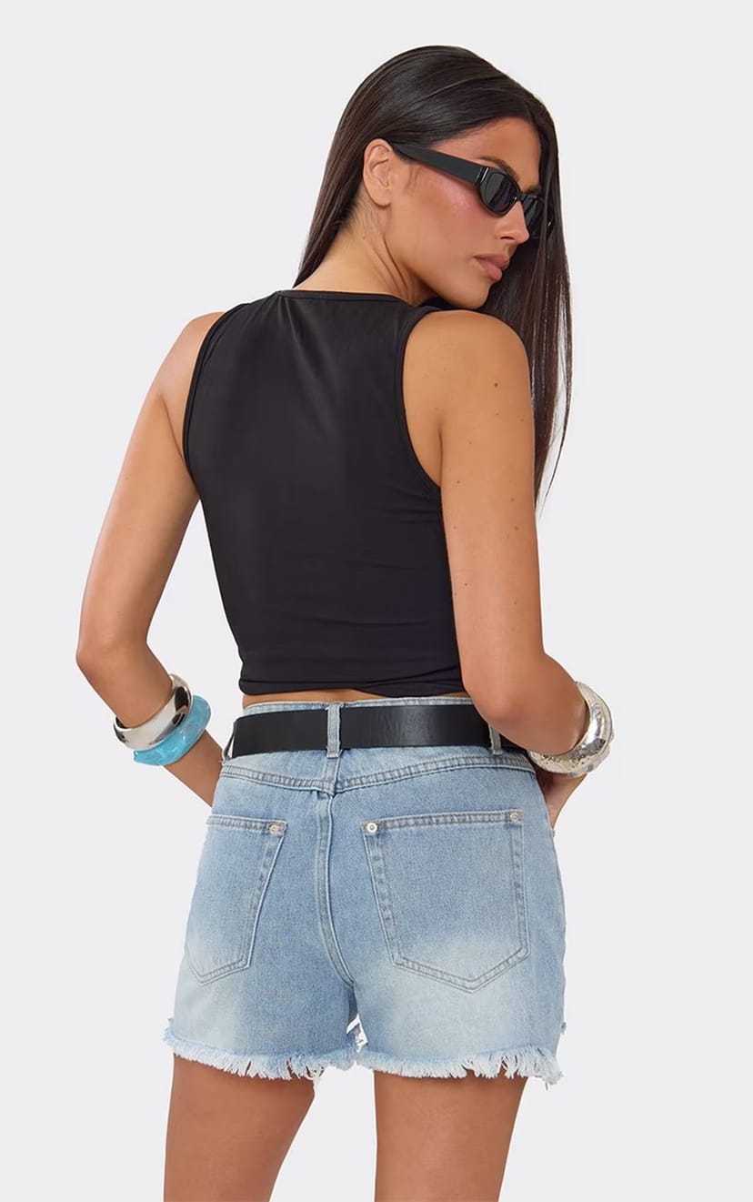 EGO Scoop Neck J'Adore Graphic Vest Top In Black, Women's Size UK 6 - 1