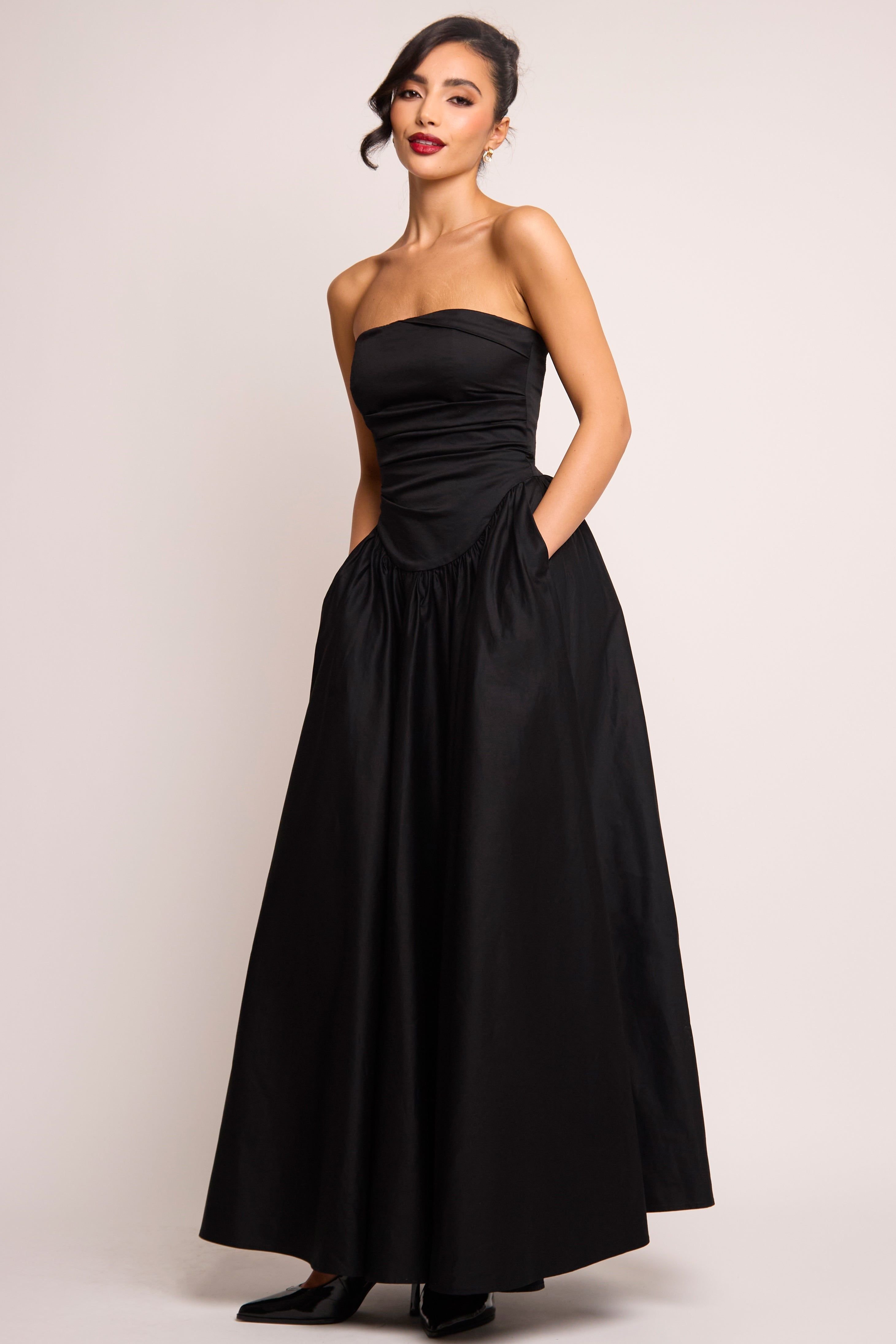 Jaded Rose Jaded Rose Women's Leena Black Bandeau Fold Gown Maxi Dress - 2