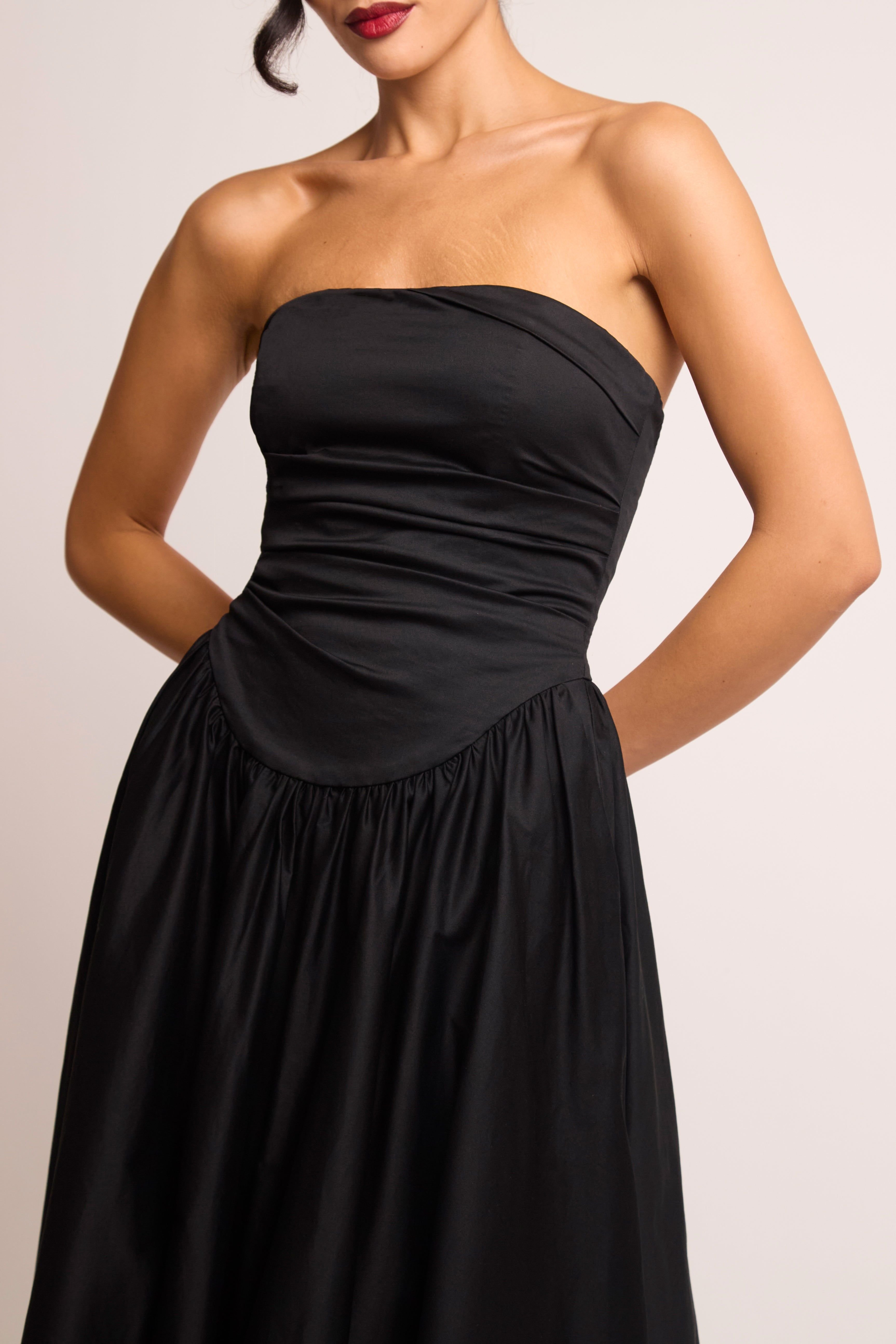 Jaded Rose Jaded Rose Women's Leena Black Bandeau Fold Gown Maxi Dress - 3