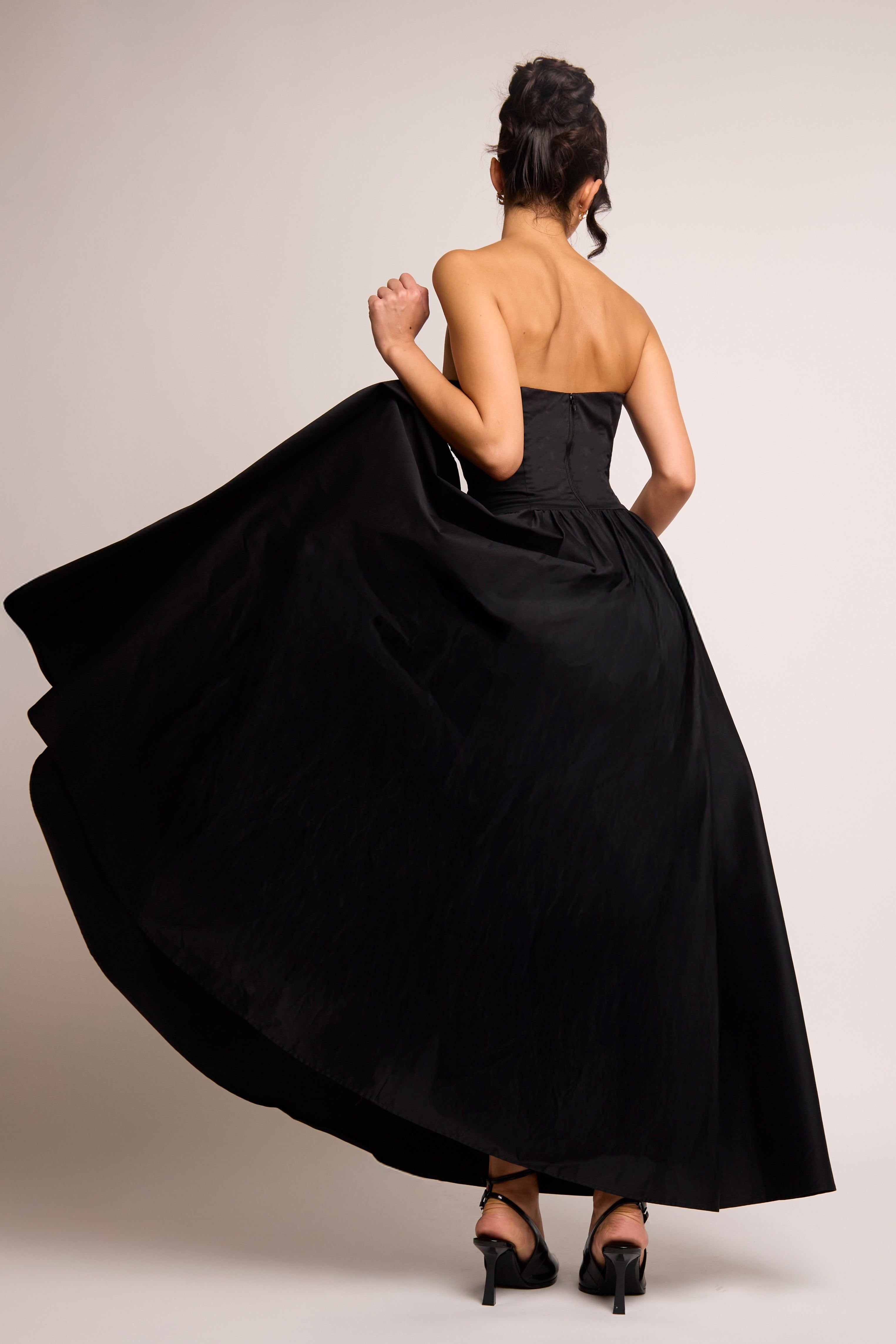 Jaded Rose Jaded Rose Women's Leena Black Bandeau Fold Gown Maxi Dress - 4