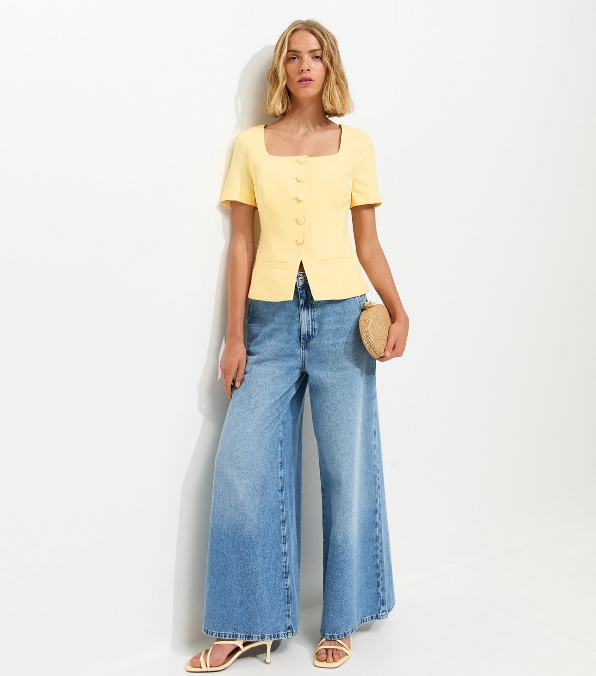 New Look Women's Light Yellow Square Neck Short Sleeve Blazer New Look - 3