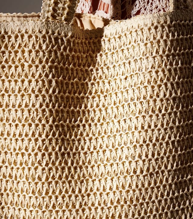 South Beach Cream Woven Straw Tote Bag South Beach New Look - 2