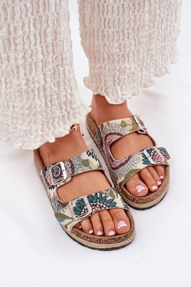 Love Lace Love Lace Women's Cork Platform Braided Flip Flops with Adjustable Buckle Straps - 3