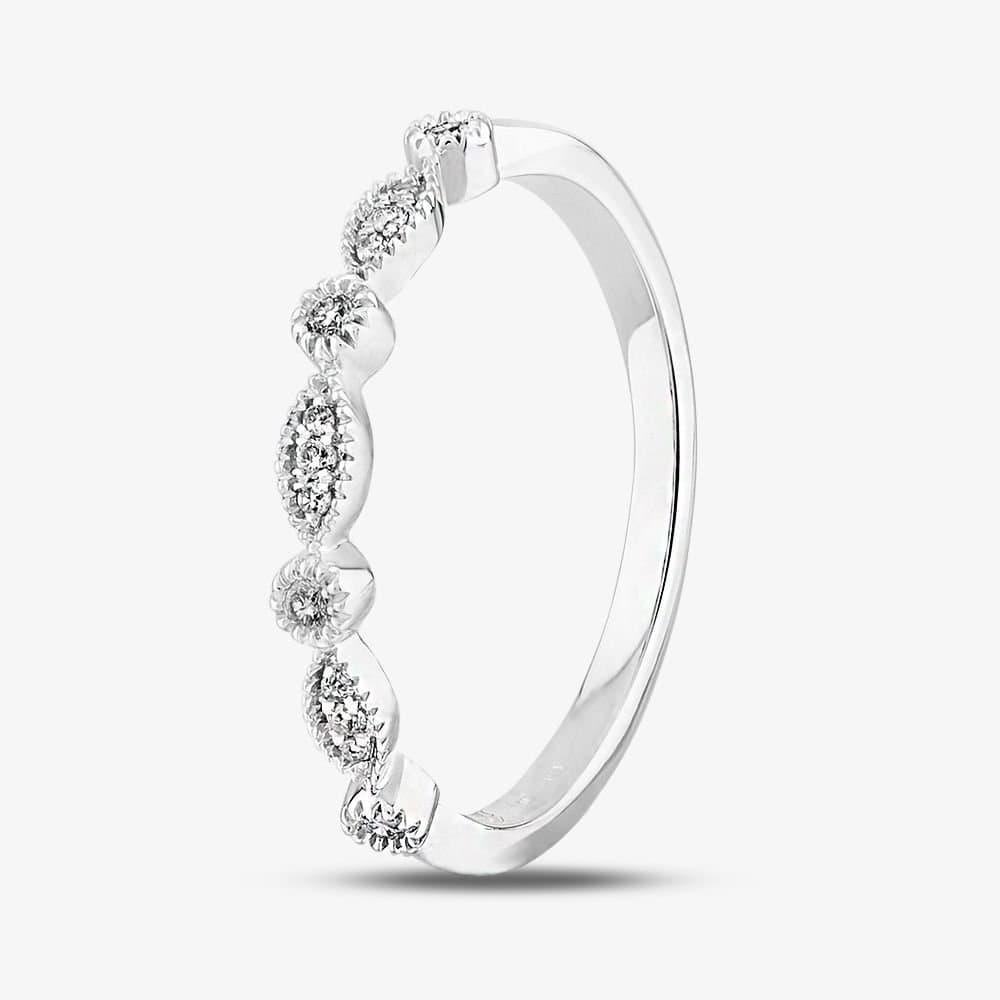 T.H.Baker T.H.Baker Women's 9ct White Gold 0.07ct Diamond Fancy Half Eternity Ring in Silver