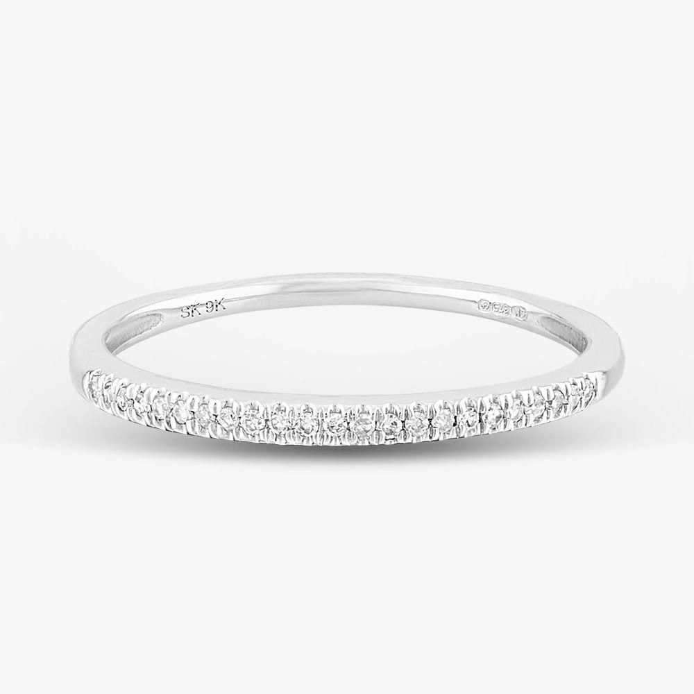 T.H.Baker T.H.Baker Women's 9ct White Gold 0.07ct Diamond Fancy Half Eternity Ring in Silver - 4