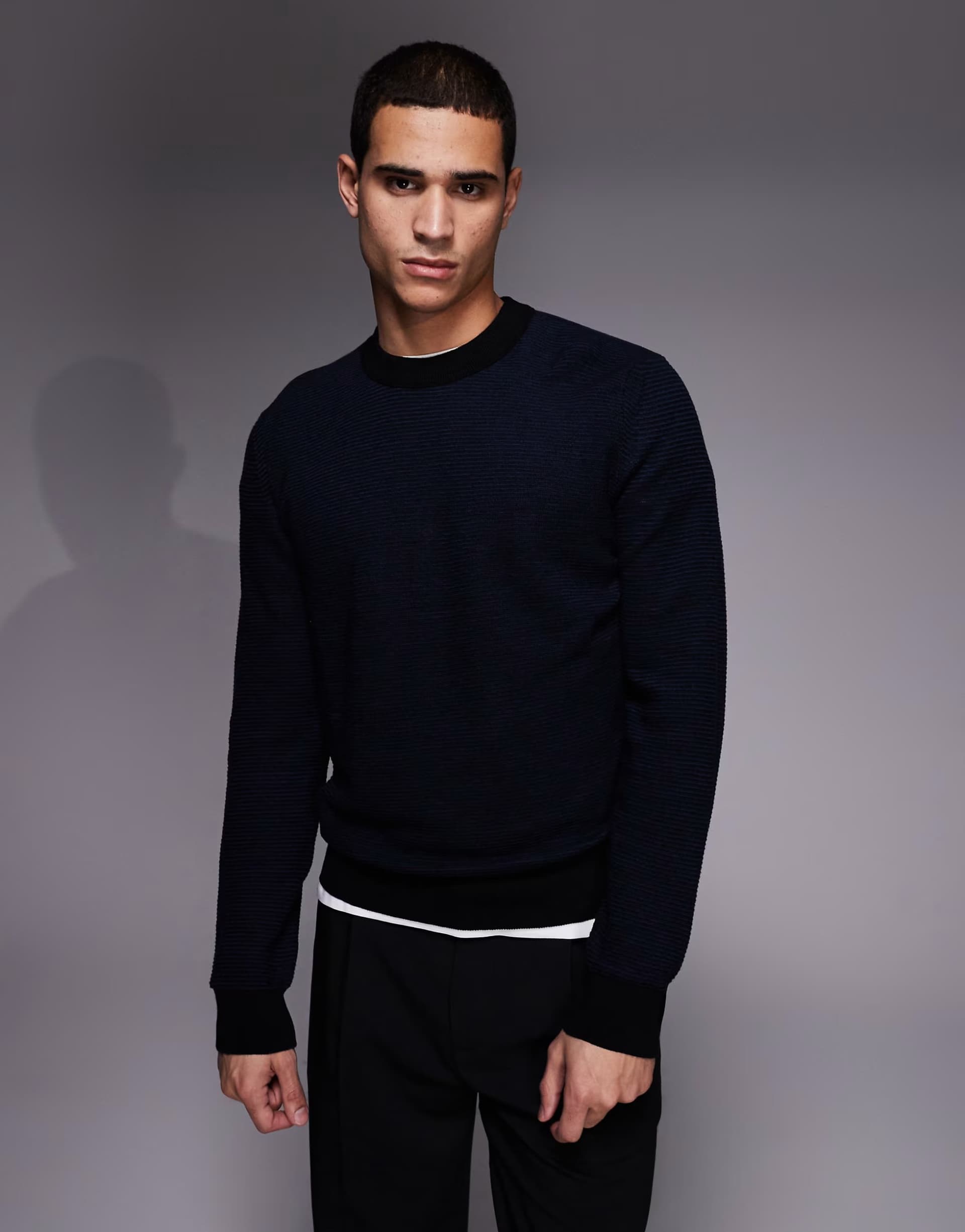 ASOS BOSS Orange aspoki textured jumper in black