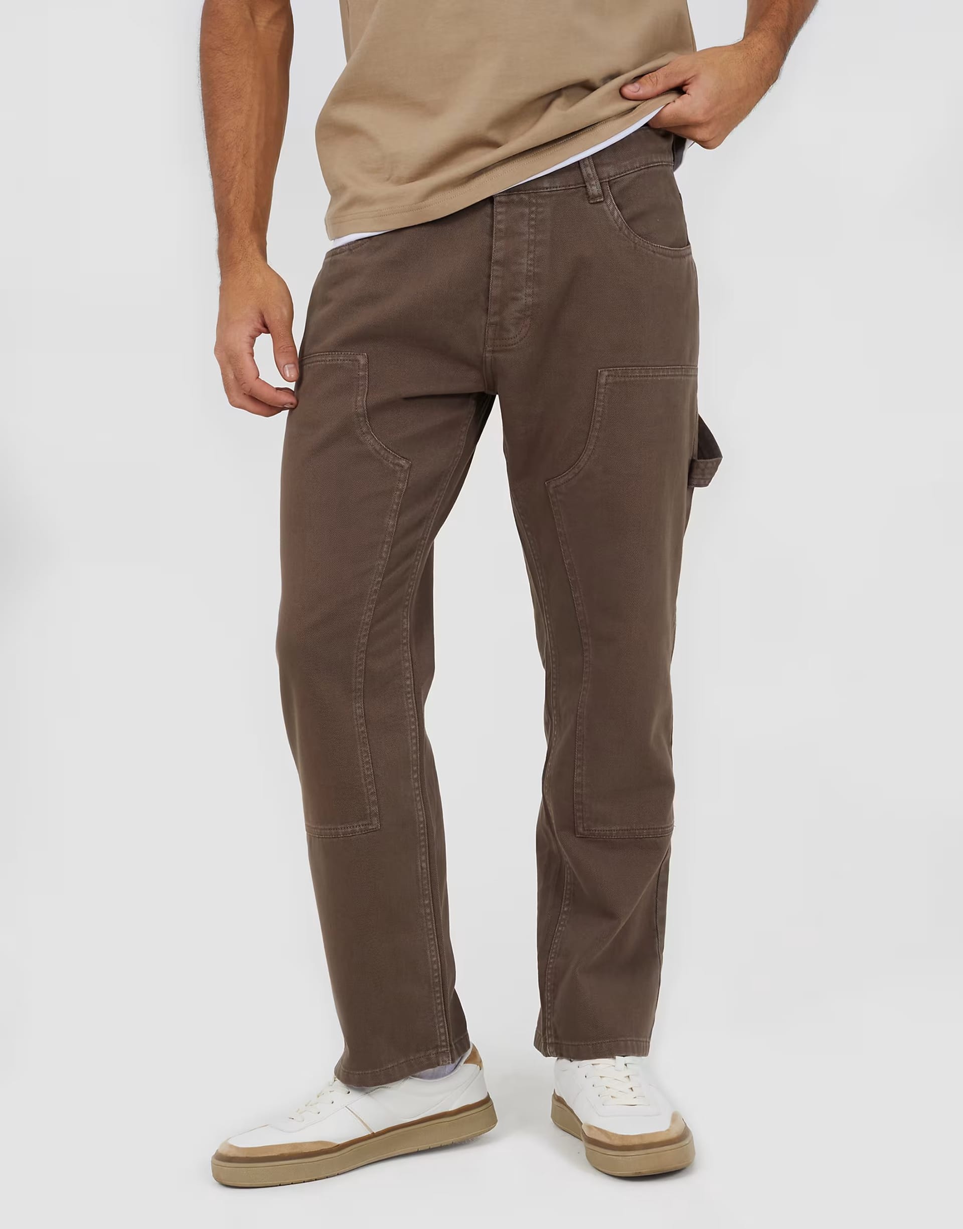 ASOS Brown Cotton Slim Leg Carpenter Trousers
