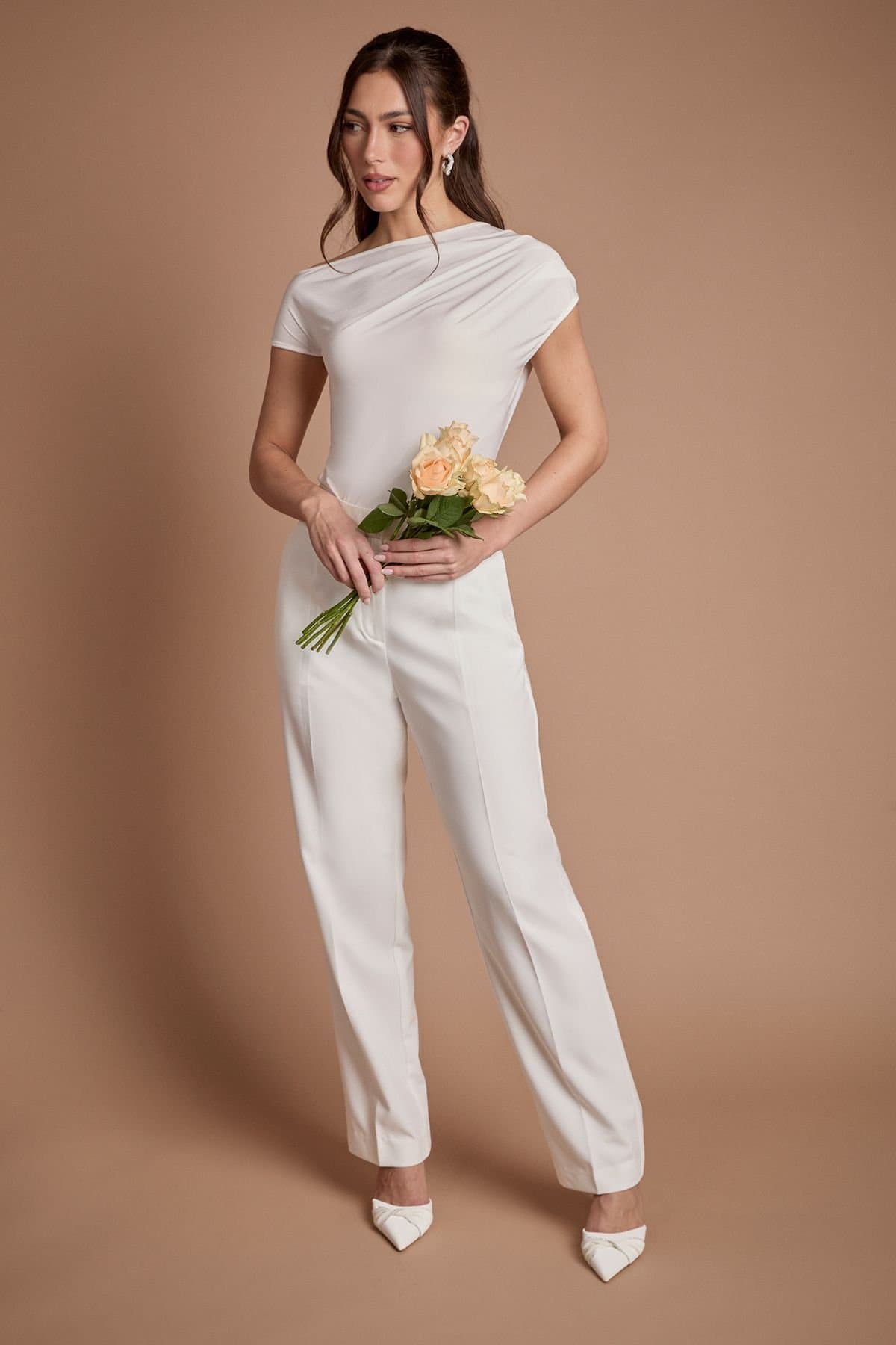 Coast Coast Ivory Crepe Formal Bridal Trousers for Women
