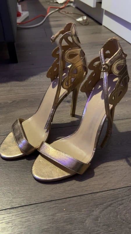 Topshop Floral strap gold heels topshop