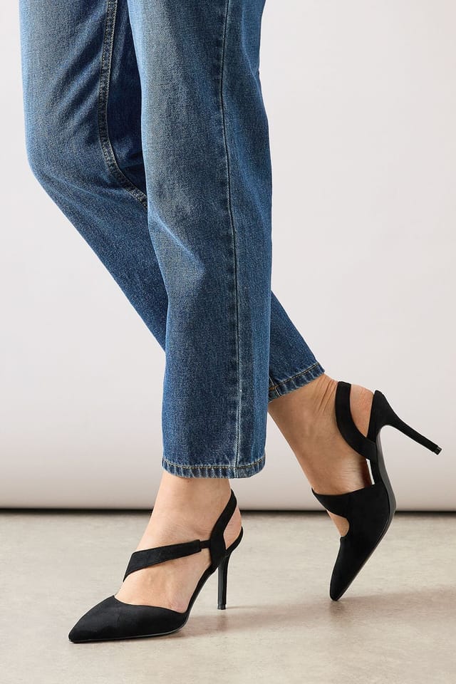 Wallis Wallis Women's Wide Fit Everly Asymmetric Pointed Stiletto High Heel Court Shoes in Natural Black - 3