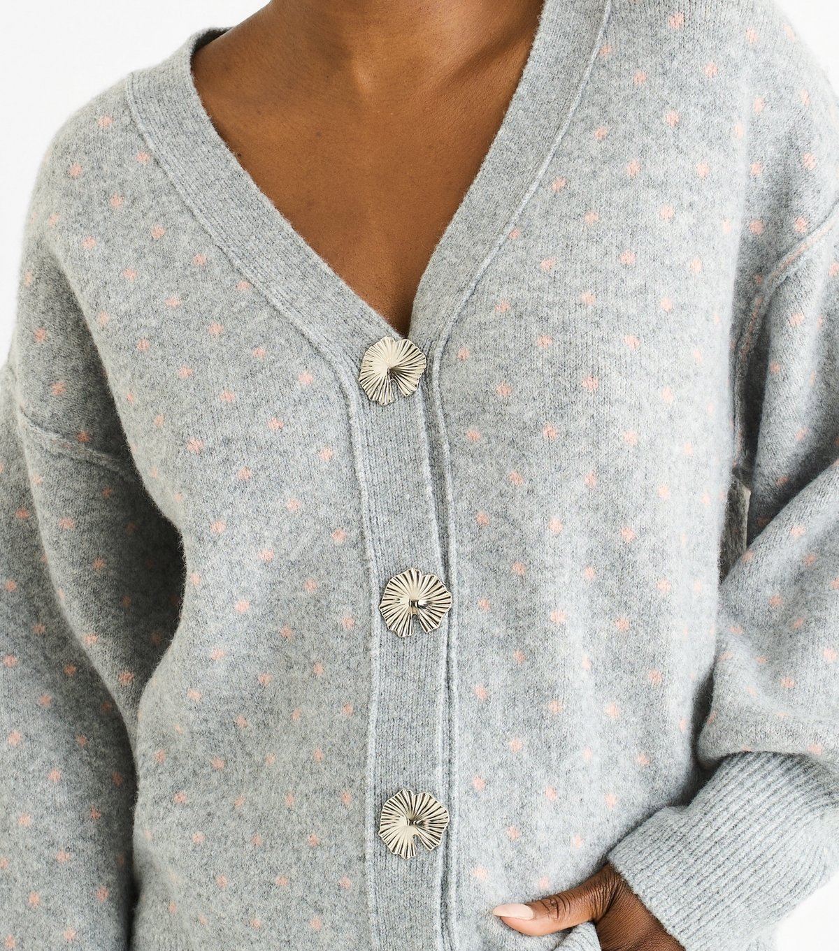 Gini London Women's Grey Speckled Button Cardigan Gini London New Look - 2