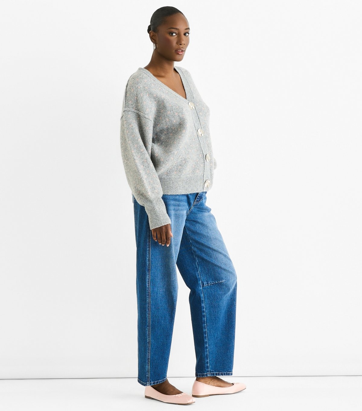 Gini London Women's Grey Speckled Button Cardigan Gini London New Look - 3