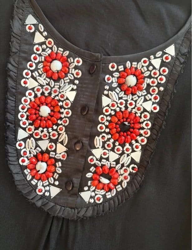 and Abigail And Aligari Black Embellished Tunic Dress UK 20 Boho Beaded Sleeveless Mini Dress - 1