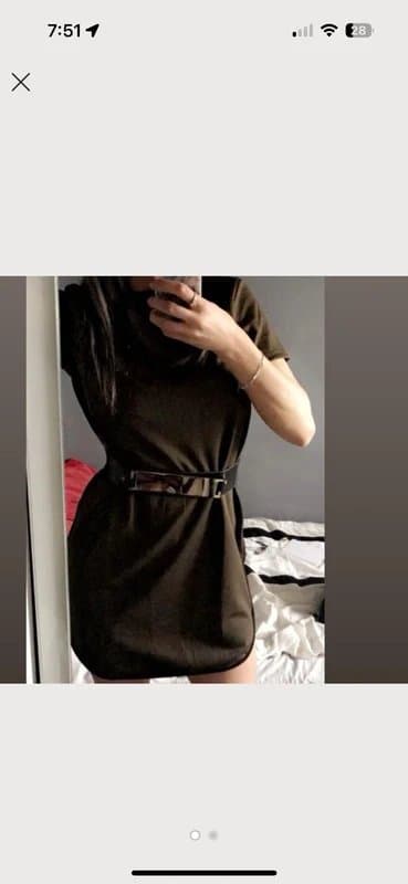 New Look New Look Khaki Green with Black T-shirt Dress