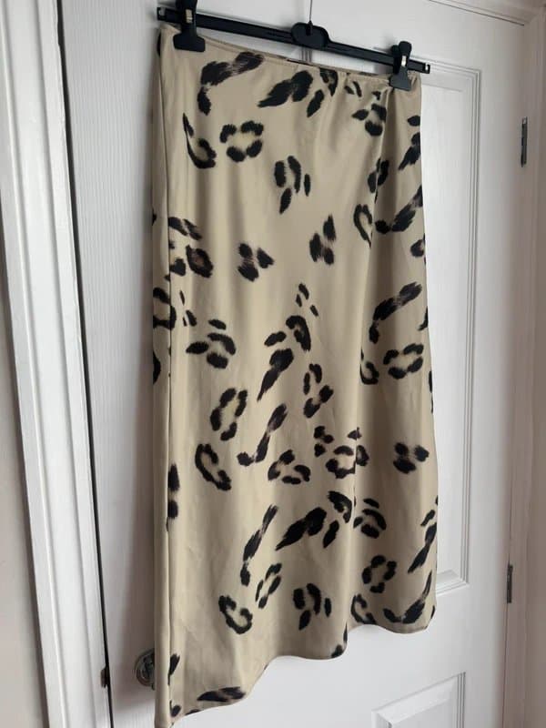 ASOS ASOS Satin Style Leopard Midi Skirt