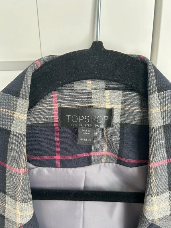 Topshop Multi-Colour Plaid Wool Blazer