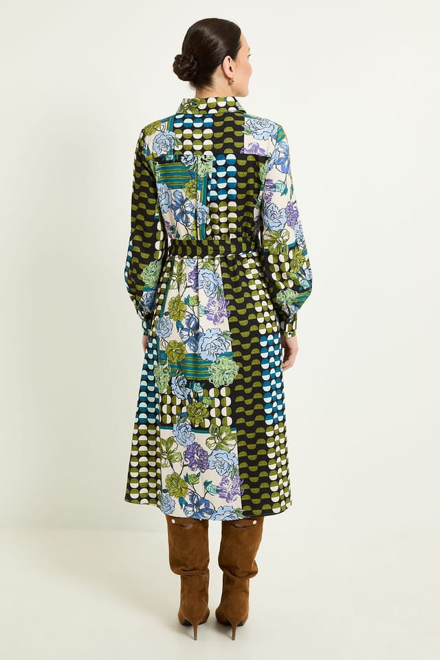 Wallis Wallis Women's Mixed Floral Relaxed Shirt Dress in Black - 3