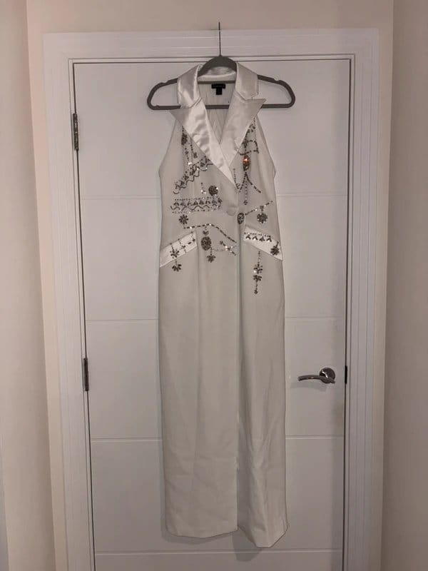 Karen Millen Karen Millen Ivory Embellished Blazer Maxi Dress Size 10 Sleeveless Occasion Party wedding - 1