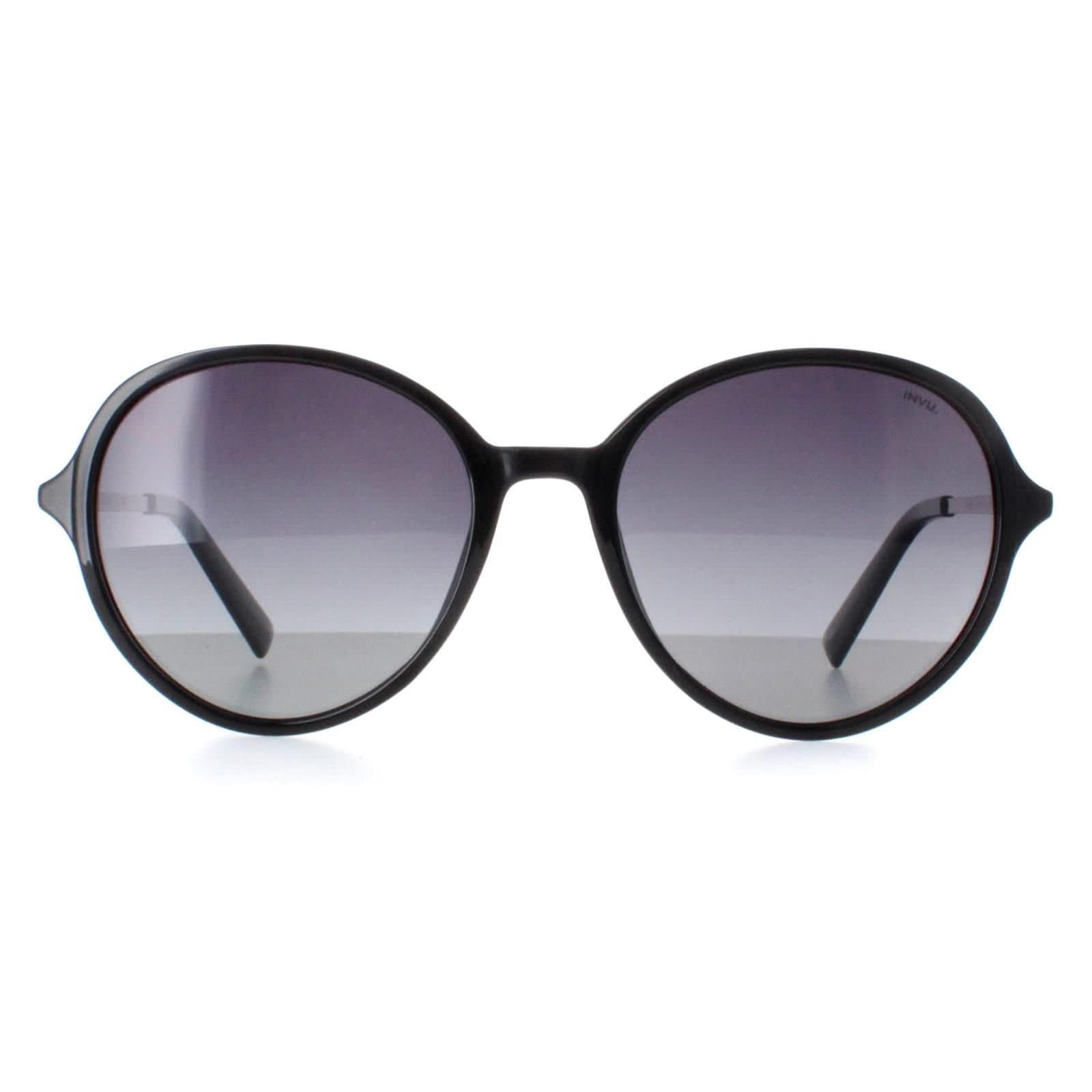 INVU INVU Women's Round Black Gold Grey Polarized B2135