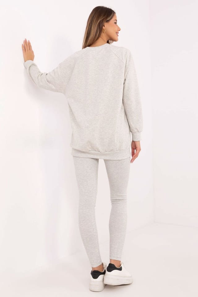 Love Lace Love Lace Women's Cotton Blend Hoodie & High Waist Leggings Set Style 206109 in Grey - 3
