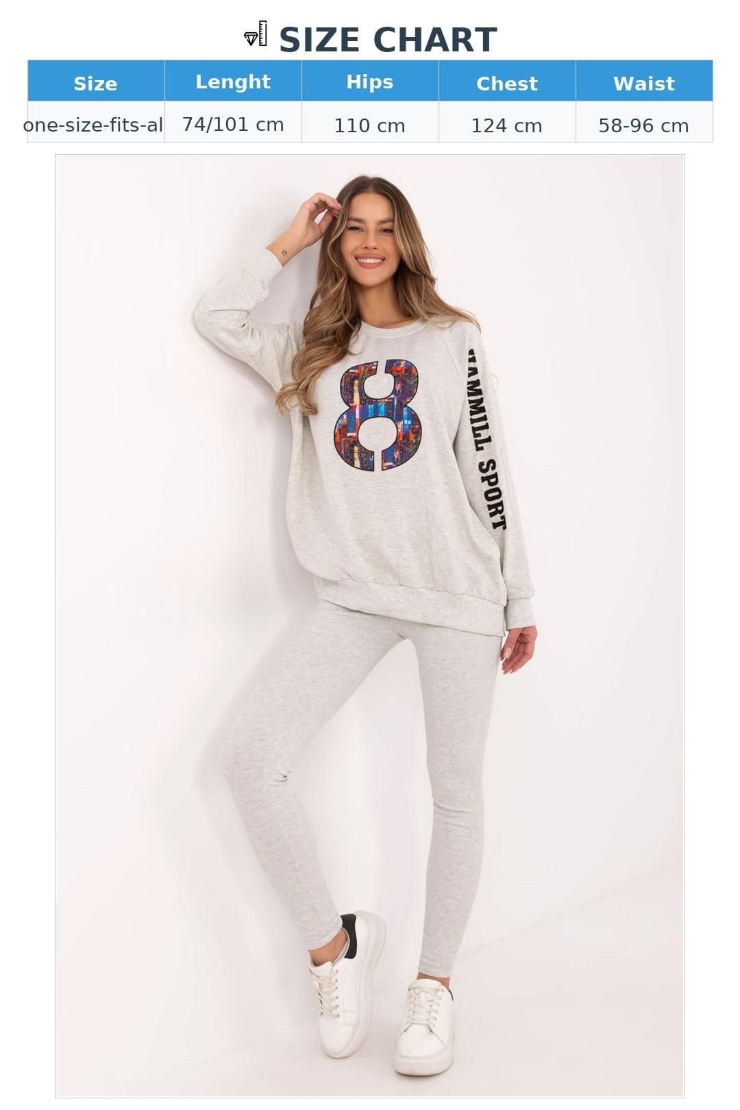 Love Lace Love Lace Women's Cotton Blend Hoodie & High Waist Leggings Set Style 206109 in Grey - 4