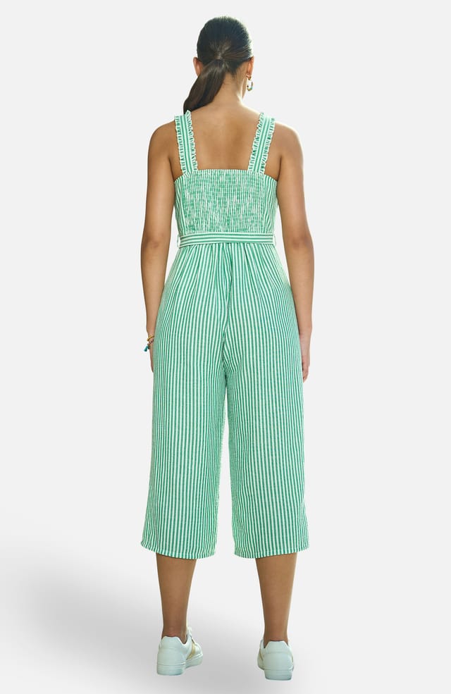 Yumi Yumi Women's Brown Stripe Strappy Jumpsuit in Mint - 2