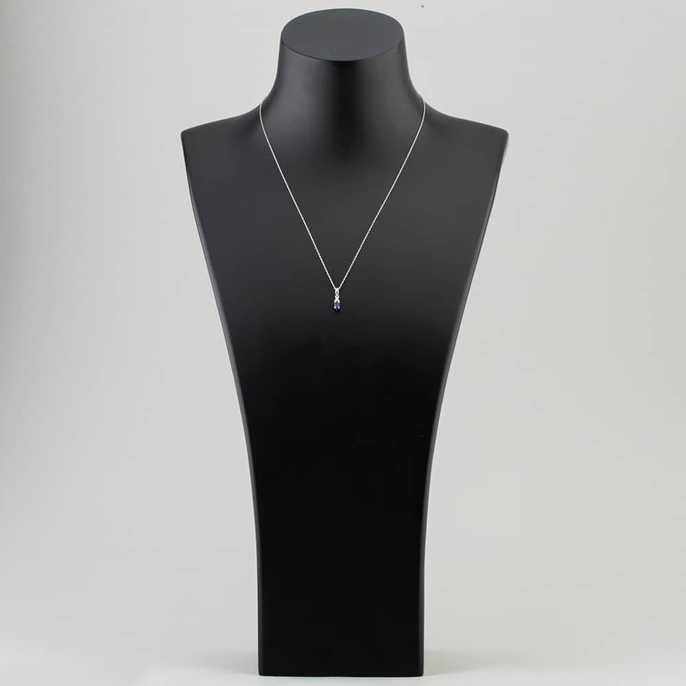 T.H.Baker T.H.Baker Women's 9ct White Gold Sapphire & Diamond Pendant Necklace QP00178-BS in Silver - 2