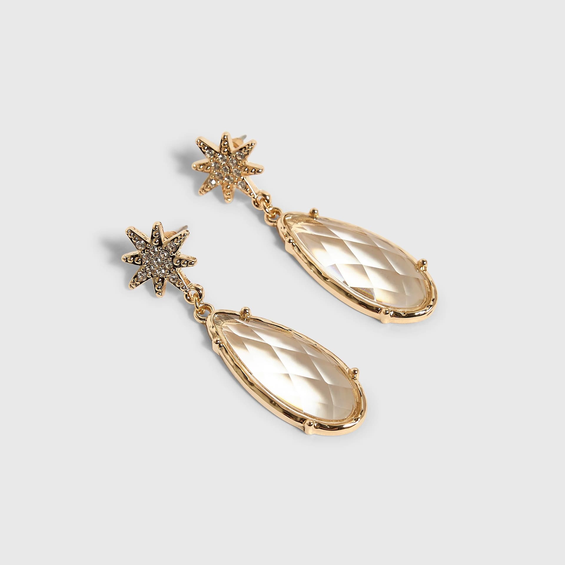 River Island River Island Womens Gold Faceted Glass Drop Earrings