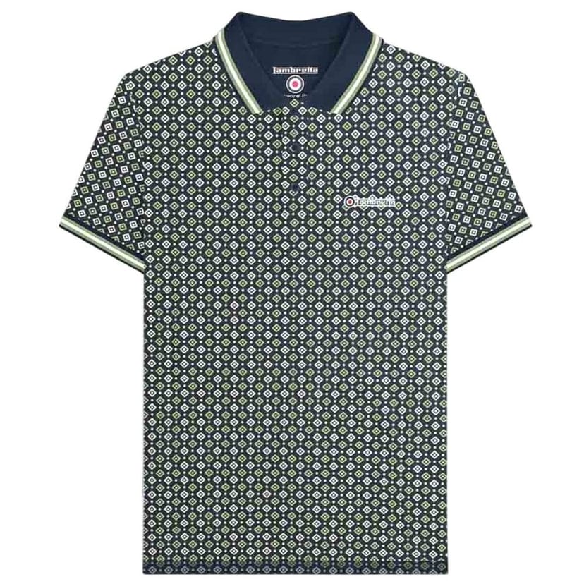 Lambretta Lambretta Men's Geometric Big & Tall Polo Shirt in Navy - 1